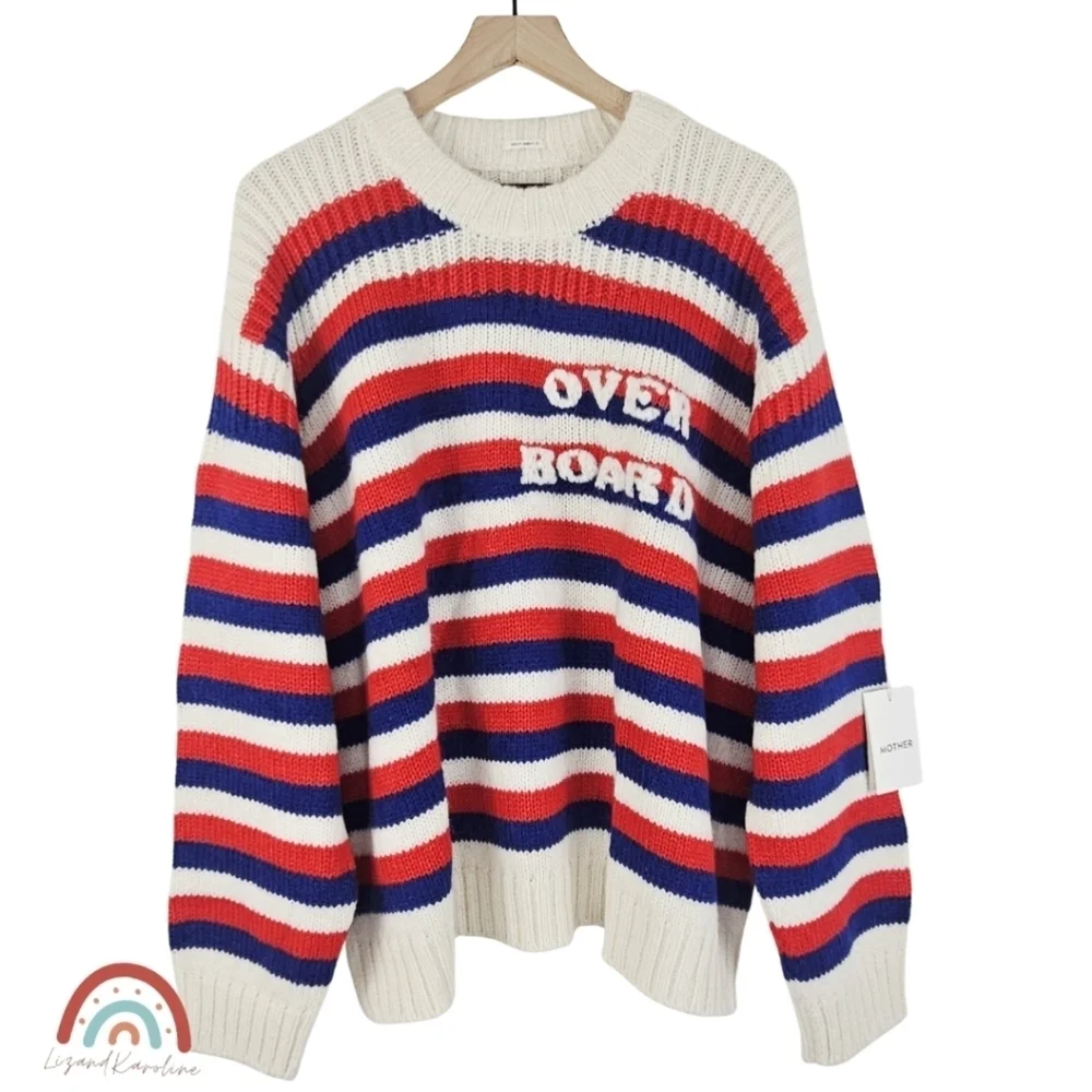 New! Mother The Biggie Oversized Sweater Overboard Stripped